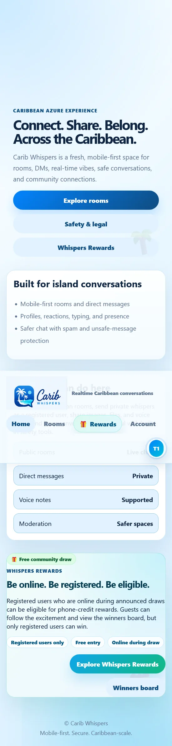 Mobile rewards page